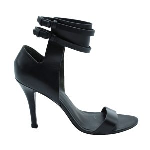 Alexander Wang Ankle Strap Heeled Sandalen aus schwarzem Leder 7833193906236