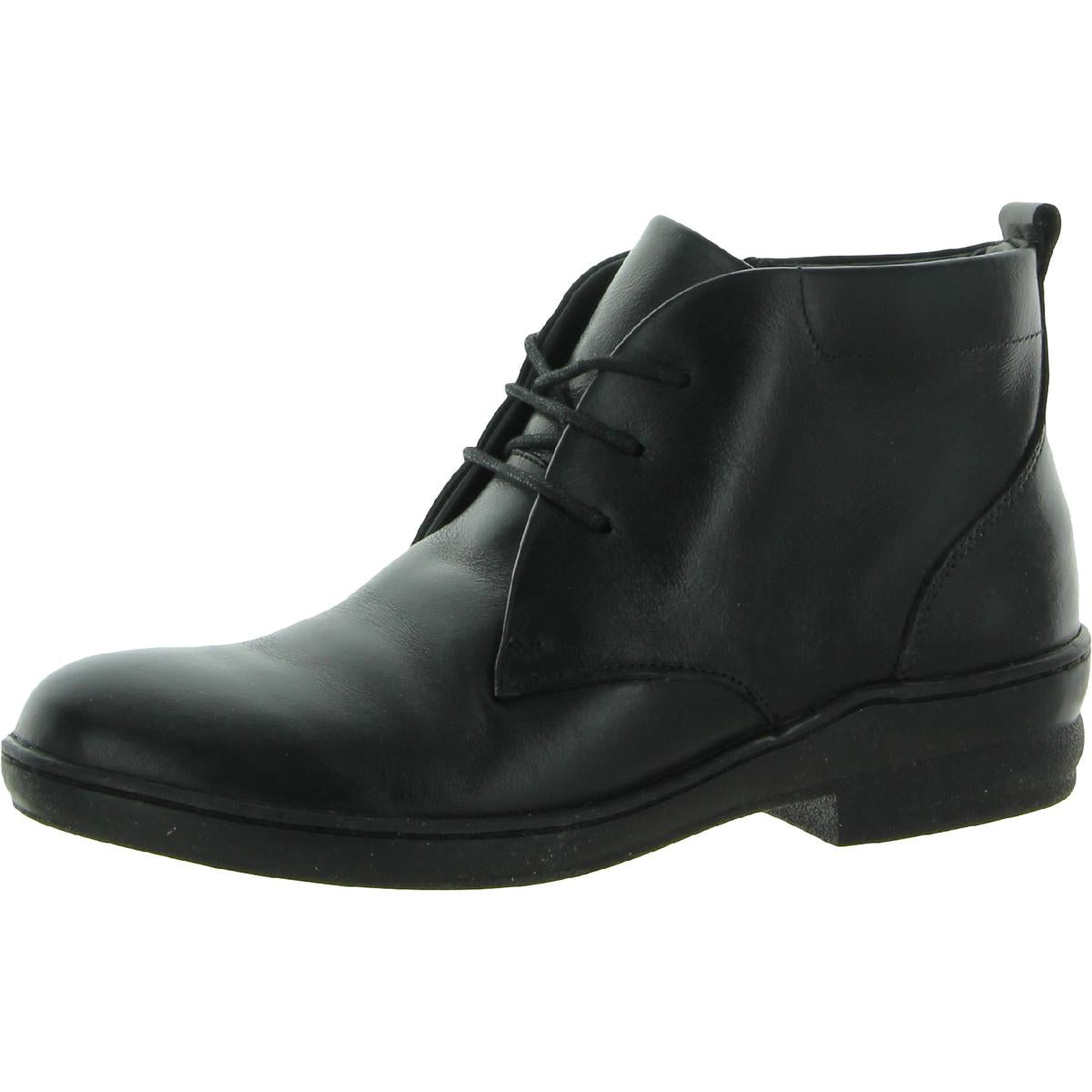 Bank Stiefeletten aus Leder mit niedriger Ferse
