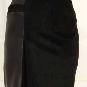 veganer Wildleder/Lederrock in schwarz