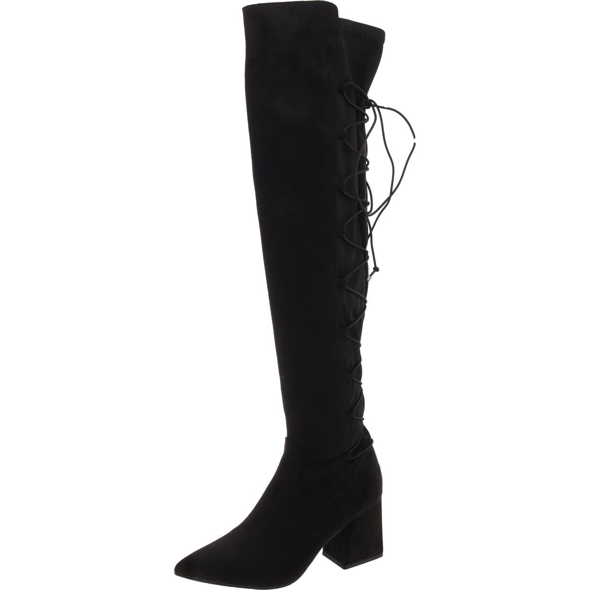 Schnür-Overknee-Stiefel aus Wildlederimitat