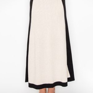 Classic Colorblock creme und schwarz Strickrock 7832916492348
