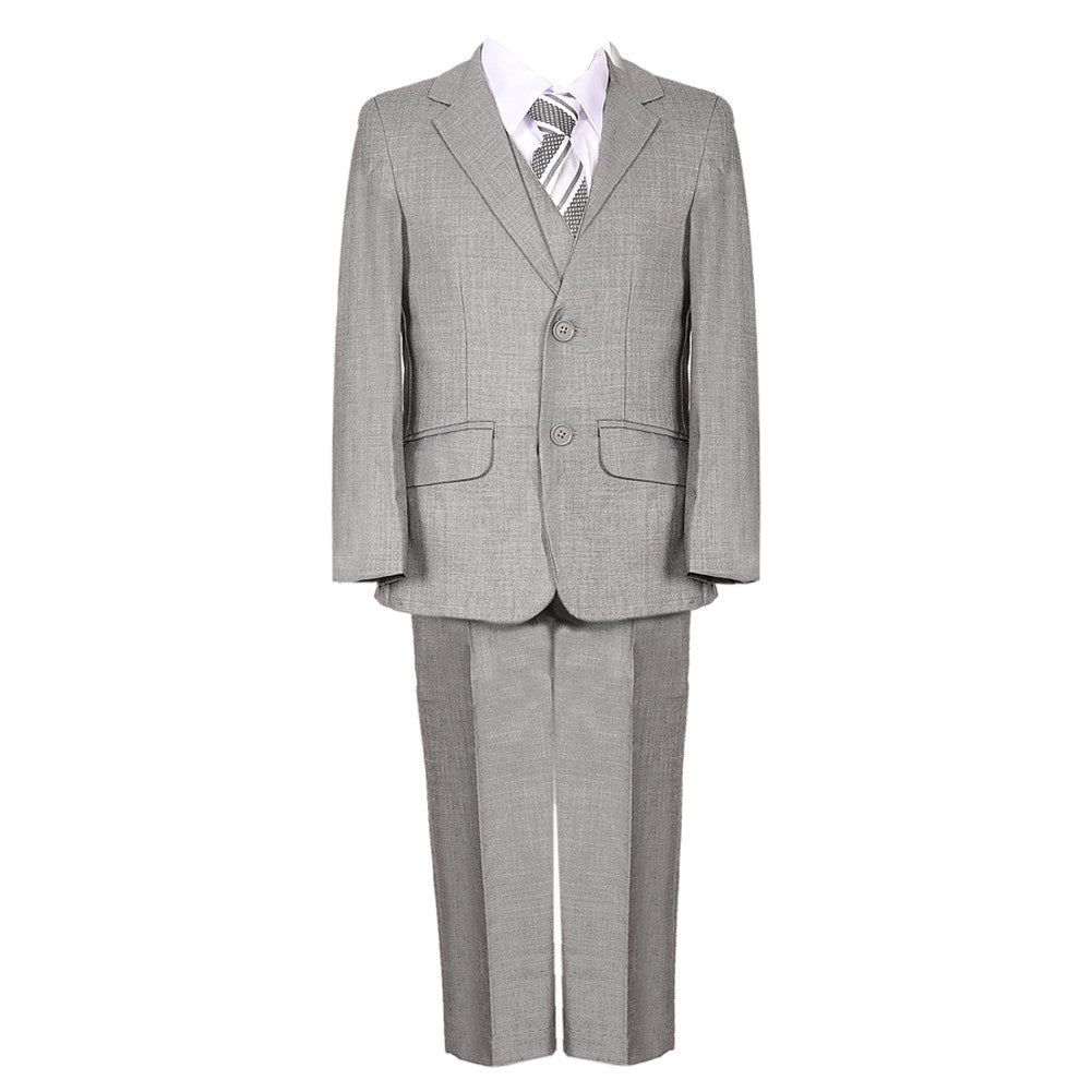 Grauer, schicker 5-teiliger Anzug für kleine Jungen, Weste, Jacke, Hose, für besondere Anlässe, 2–7