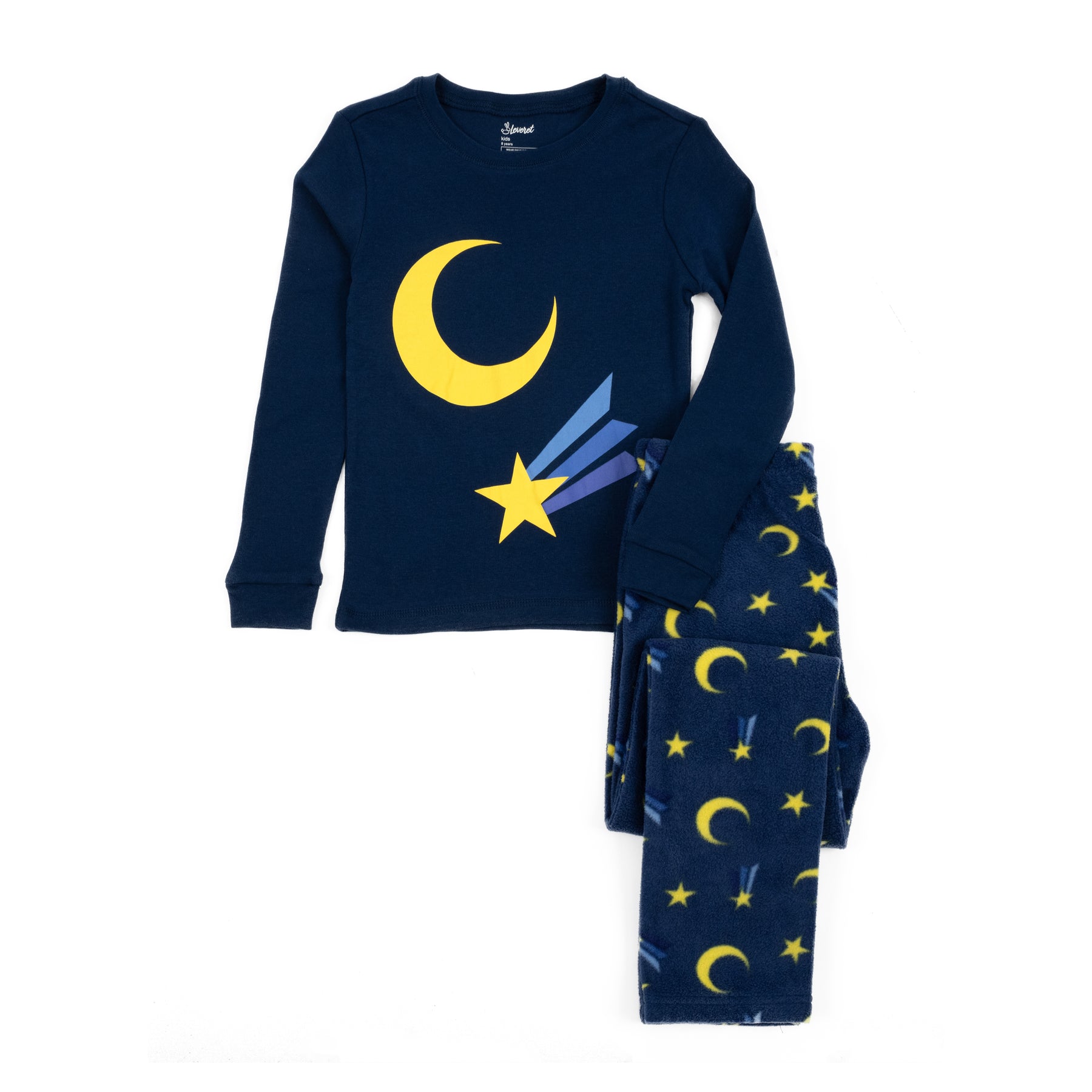 Kinder Baumwolle Top und Fleece Hosen Pyjamas Mond