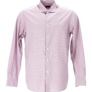 Ermenegildo Zegna Check Hemd aus lila Baumwolle 7748671176764