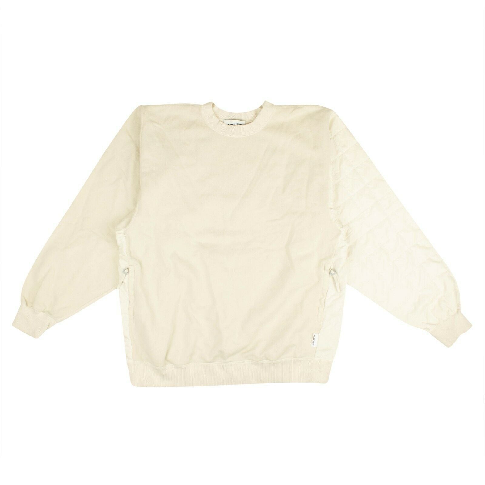 Weißes, gestepptes Sweatshirt mit Rundhalsausschnitt