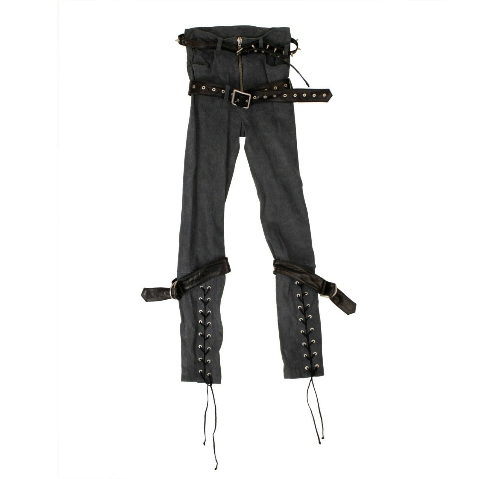 Unravel Project Veloursleder Reißverschluss Hose – blau