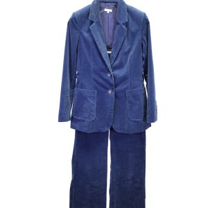 Iris & Ink Velvet Petrol Suit Set in Blaue Baumwolle 7833203277884