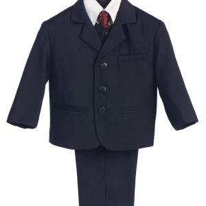 kleine Jungen Marine Pin-Streife Jacke Weste Krawatte Hemd Hose 5 St. Anzug 2-7