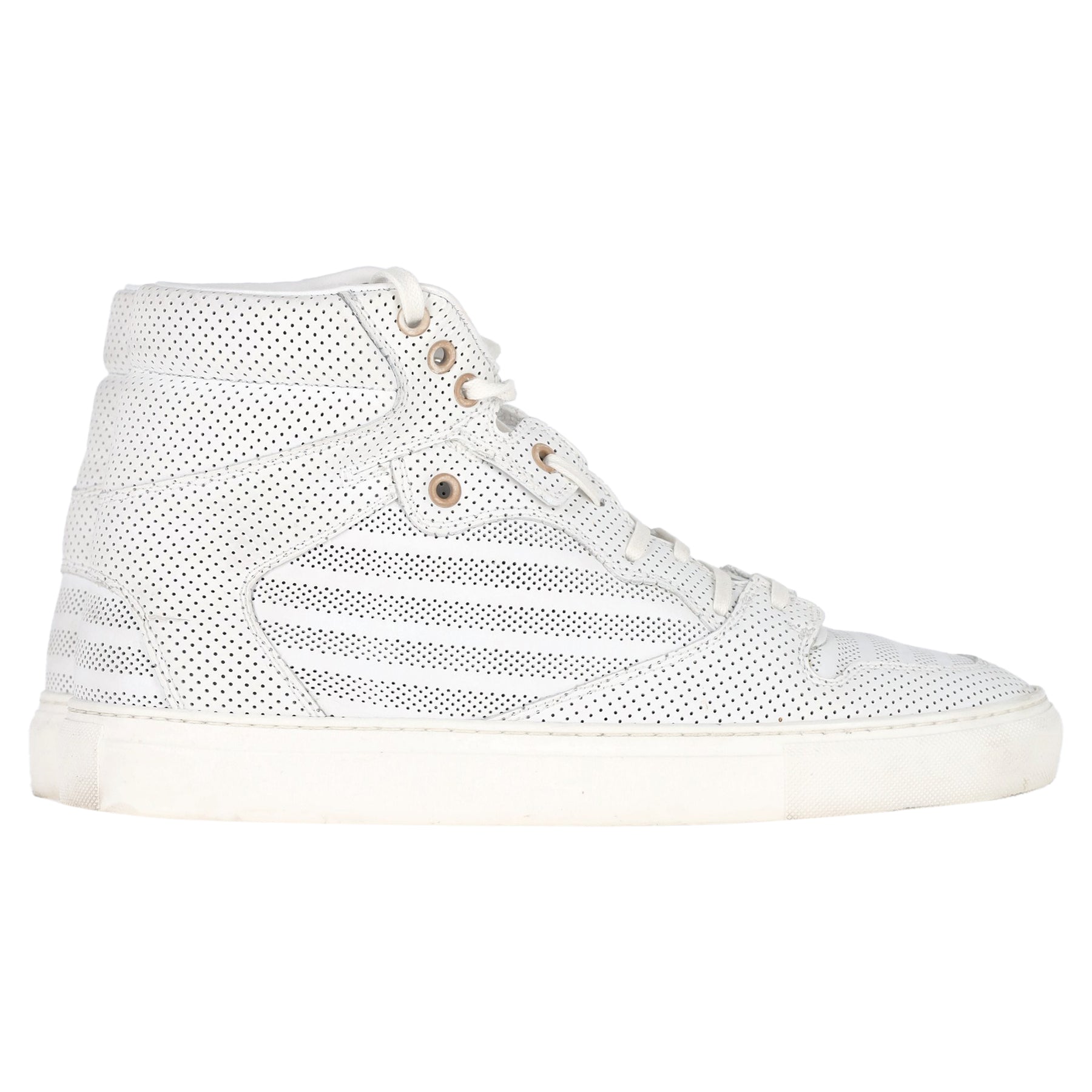 Balenciaga gelochte High-Top-Sneaker aus weißem Leder 7833147310140
