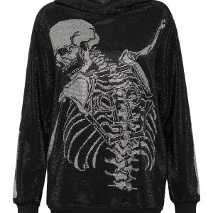 Hoodie Sweatshirt voller Steine Skelett