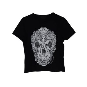 Alexander McQueen T-Shirt mit Totenkopf-Print aus schwarzer Baumwolle