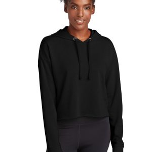 Sport-Tek PosiCharge Tri-Blend – kurzer, feuchtigkeitsableitender Damen-Fleecepullover mit Kapuze – LST298