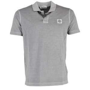 Stone Island Kurzarm-Poloshirt aus grauer Baumwolle 7748660854844