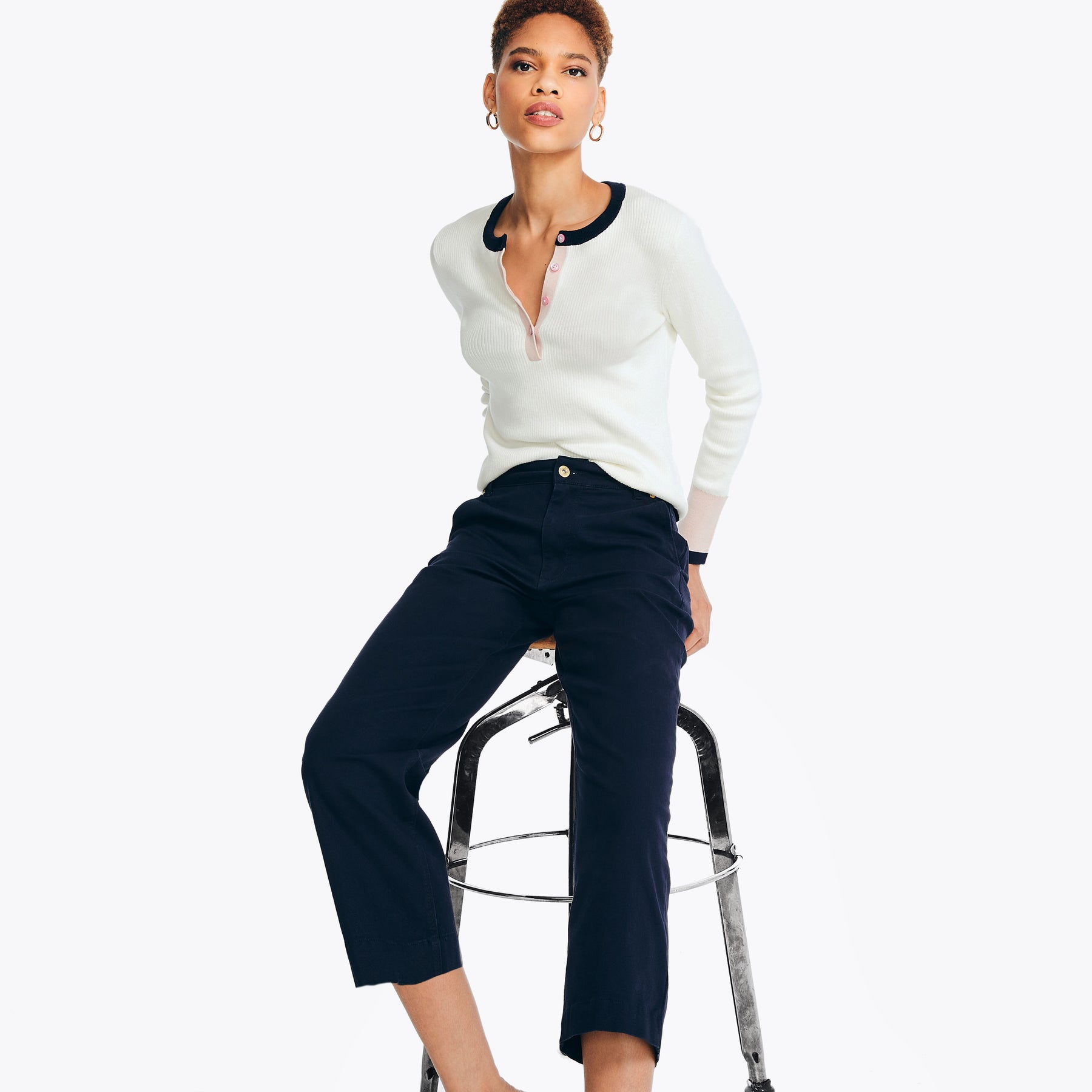 Nautica Damen hohe Anstieg breite Bein beschnitten Hose 7734265544764