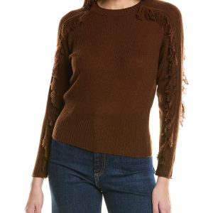 Hannah Rose Fringe Sleeve Wolle und Kaschmir-Pullover 7823911419964