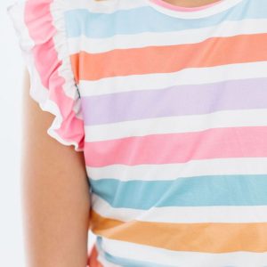 Spring Stripes S/S Rüschen-T-Shirt