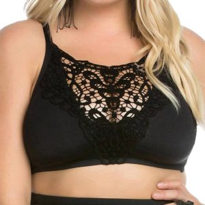 Beauties Lace Hochhals-Bikini Top – plus in schwarz 7676722118716