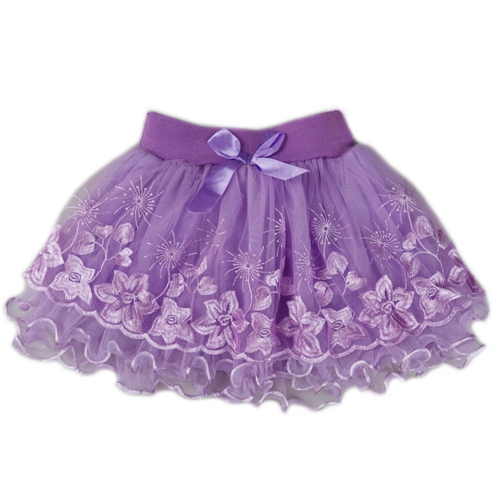 Tutu-Rock für Mädchen, lila, Blumendruck, Spitze, gerüscht, S (9–24 Monate)–XL (6–8)
