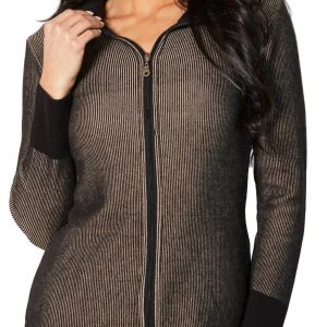 Two Tone gerippte Strickjacke im Sand