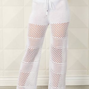 Gehäkelte Hose in Weiß