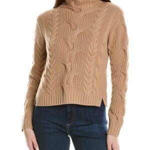 Hannah Rose Chunky Cable Funnel Neck Pullover aus Wolle und Kaschmir