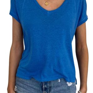 Bobi Vneck Kurzarm T-Shirt in mykonos