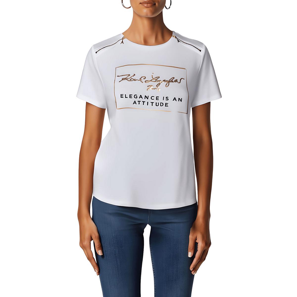 Metallic Baumwolle Grafik T-Shirt