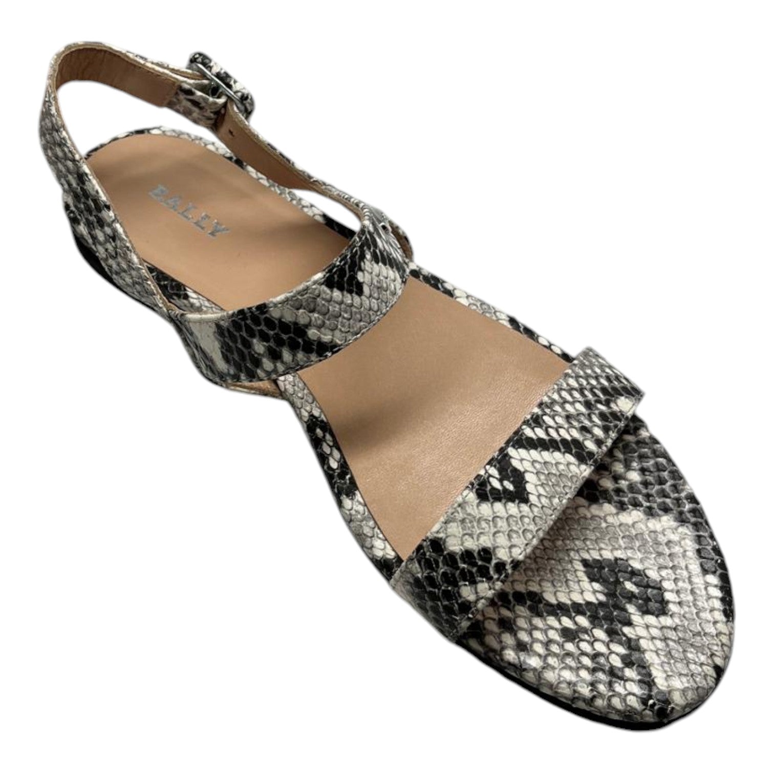 Bally Carlas 6234088 Flache Damensandalen aus Leder mit Animal-Print, Größe 6