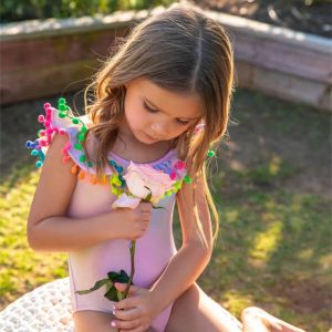 Pompom-Bikini für Mädchen in „Golden Hour“.