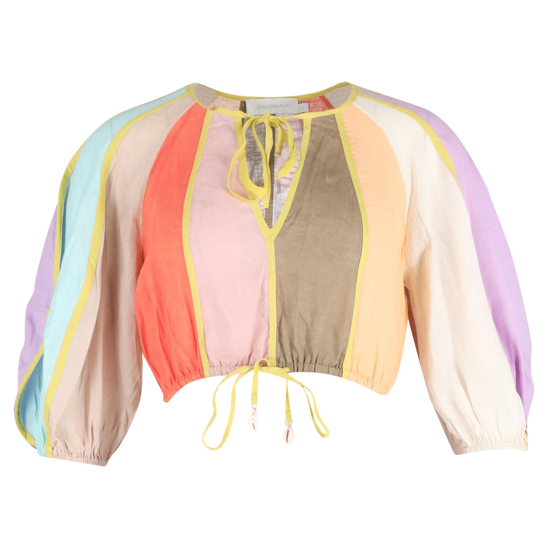 Zimmermann Lola Panelled Crop Top in Multicolor Bettwäsche