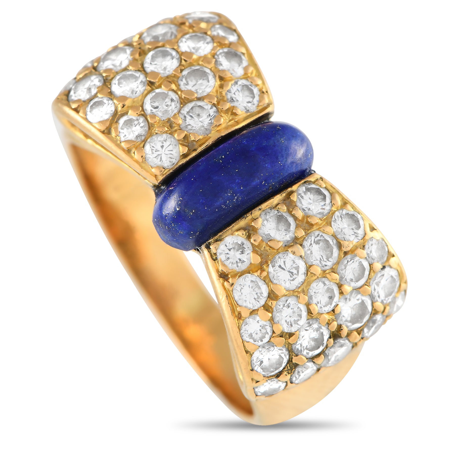 Van Cleef & Arpels Van Cleef & Arpels 18K Gelbgold 0,85ct Diamant und Lapis Lazuli Schleifendetail Ring -012224 – VC01