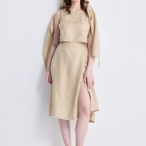 Overlap Midi Rock in neutral beige