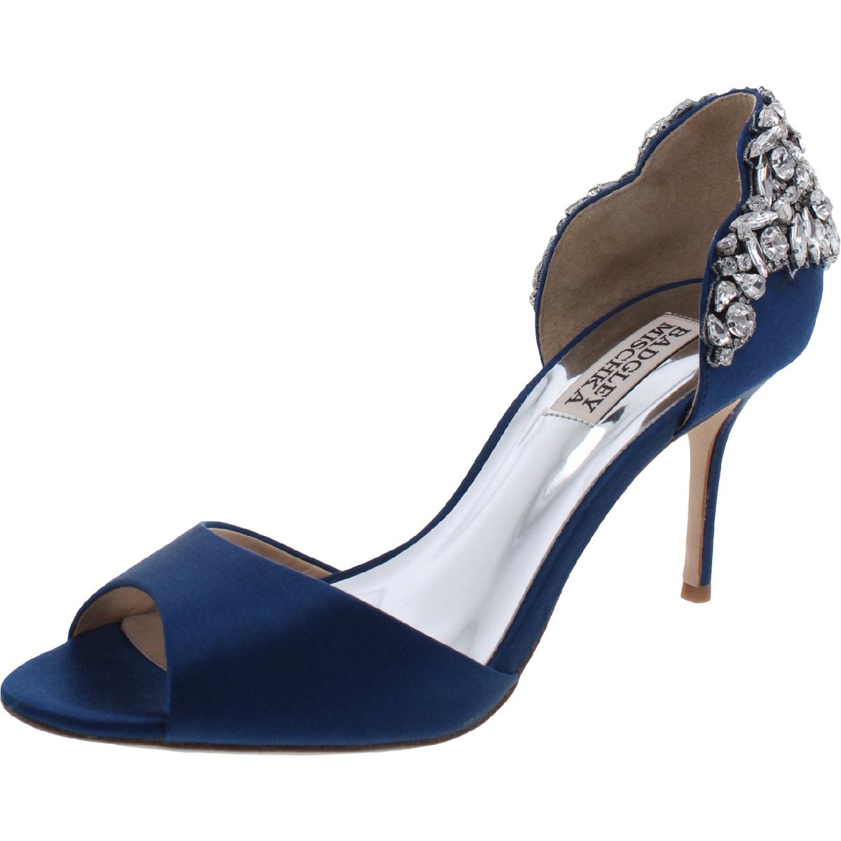 Celeste – verzierte Satin-Schuhe mit Absatz und Zehenöffnung