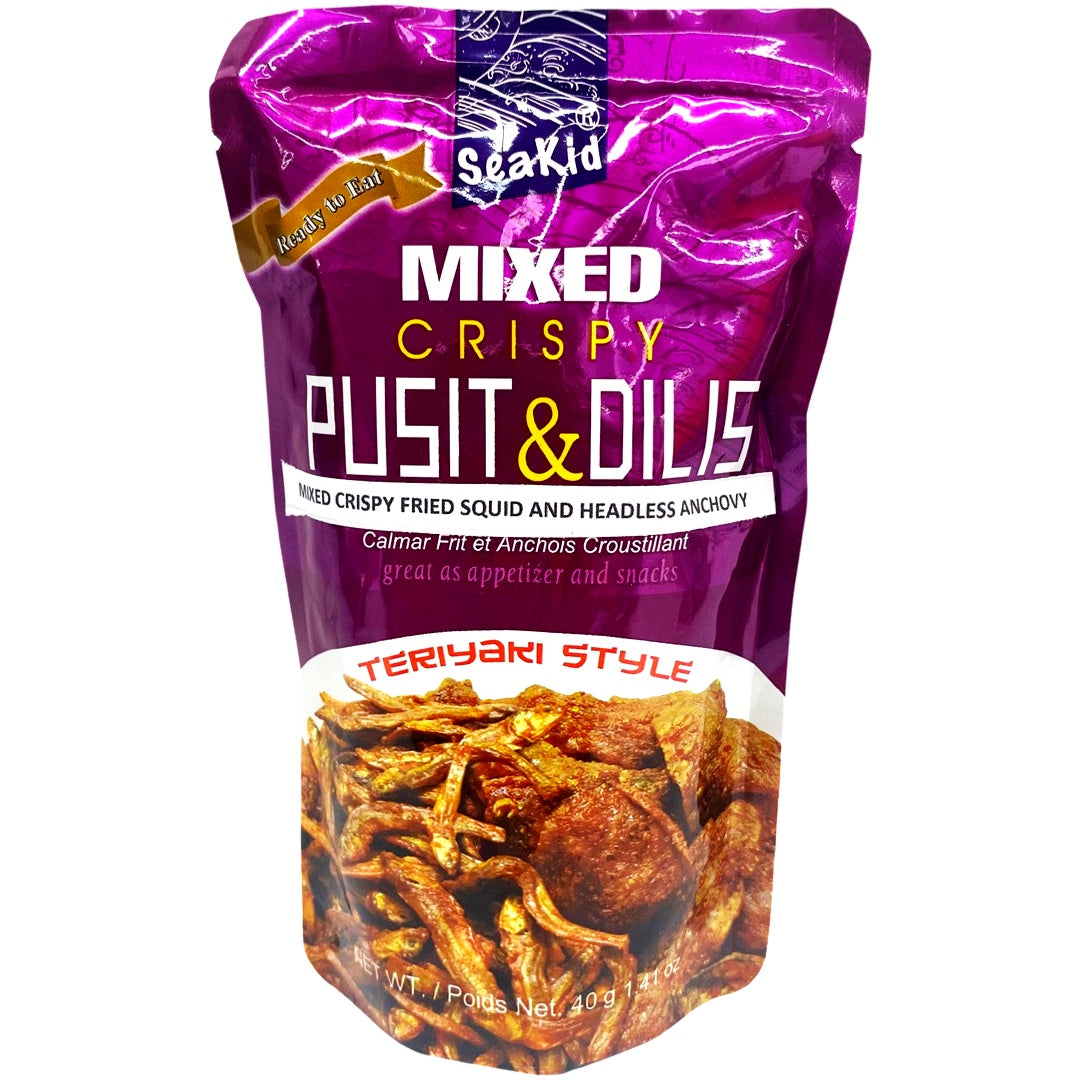 seakid – knuspriger Pusit und Dilis – gemischt knuspriger gebratener Tintenfisch und kopflose Sardellen – Teriyaki-Stil – 40 g