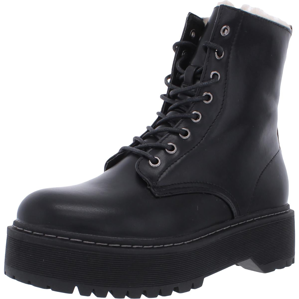 Bettyy Kunstfell mit Schnürung Plattform Stiefel