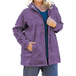 Lyddie Kapuzen-Reißverschluss bis Fleece Jacke – plus Größe in royal lila