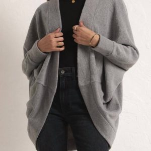 Commuter-Fleece-Strickjacke in Grau