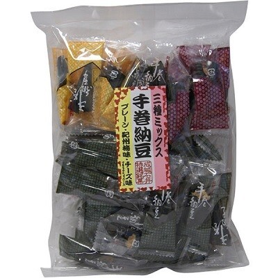 Seijo Ishii, Temaki getrockneter Natto-Snack, gerollt mit Meer Unkraut, Nori, Basis, Ume und Käse Geschmack gemischt, – 170g