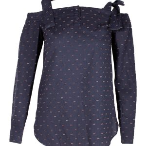 Saloni Texture kalte Schulter oben in blau Baumwolle 7748759453756