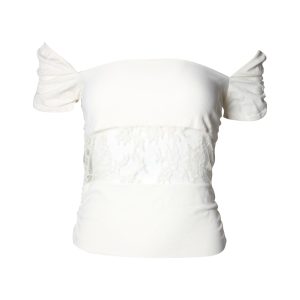 Valentino Lace Panel schulterfrei Top in weißer Viskose 7748728750140