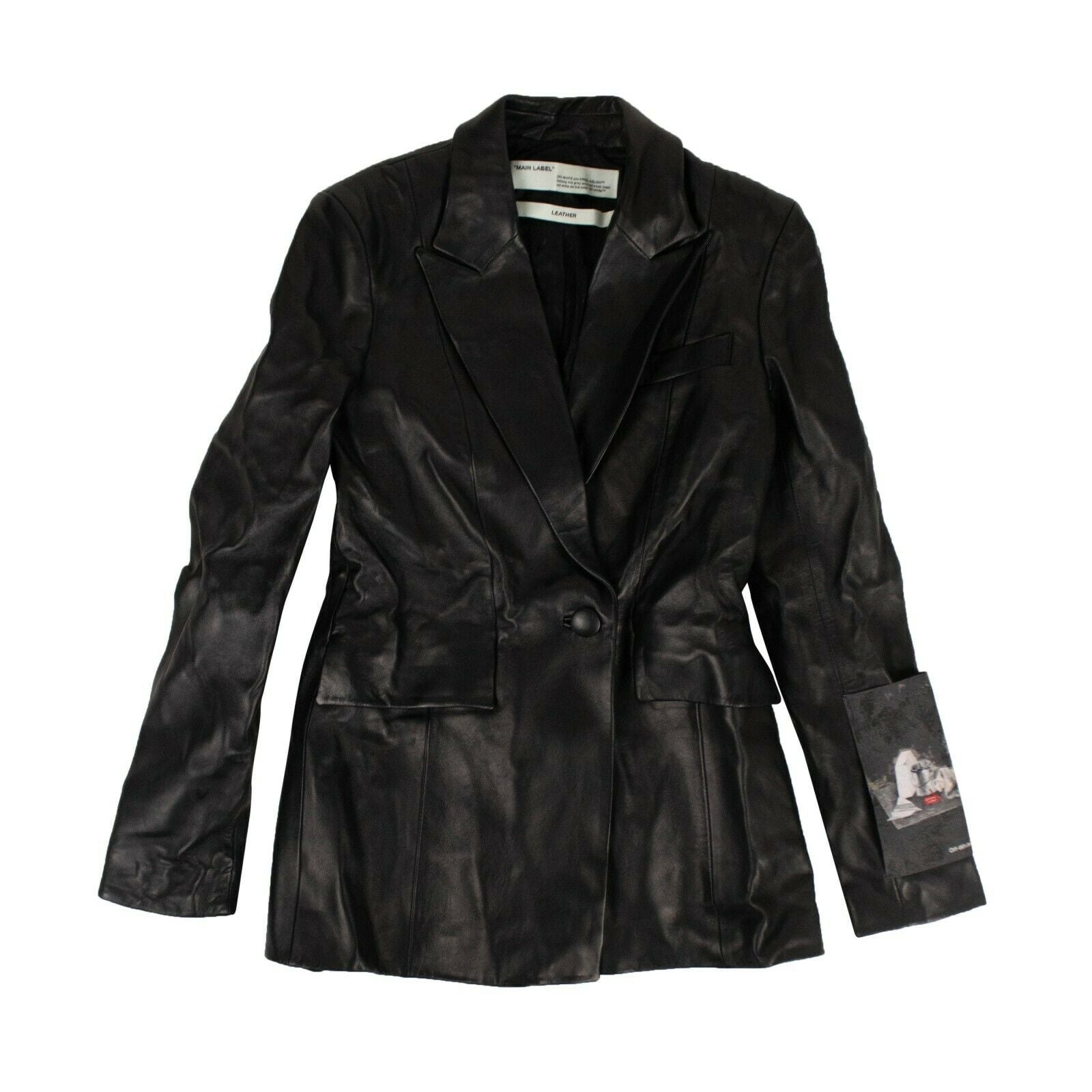 Off weiß c/o virgil abloh Leder Blazer Jacke – schwarz