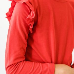 Rotes L/A-Rüschen-T-Shirt