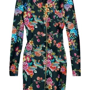 Sognatore Neros Langarm-Schlafshirt in schwarz multi