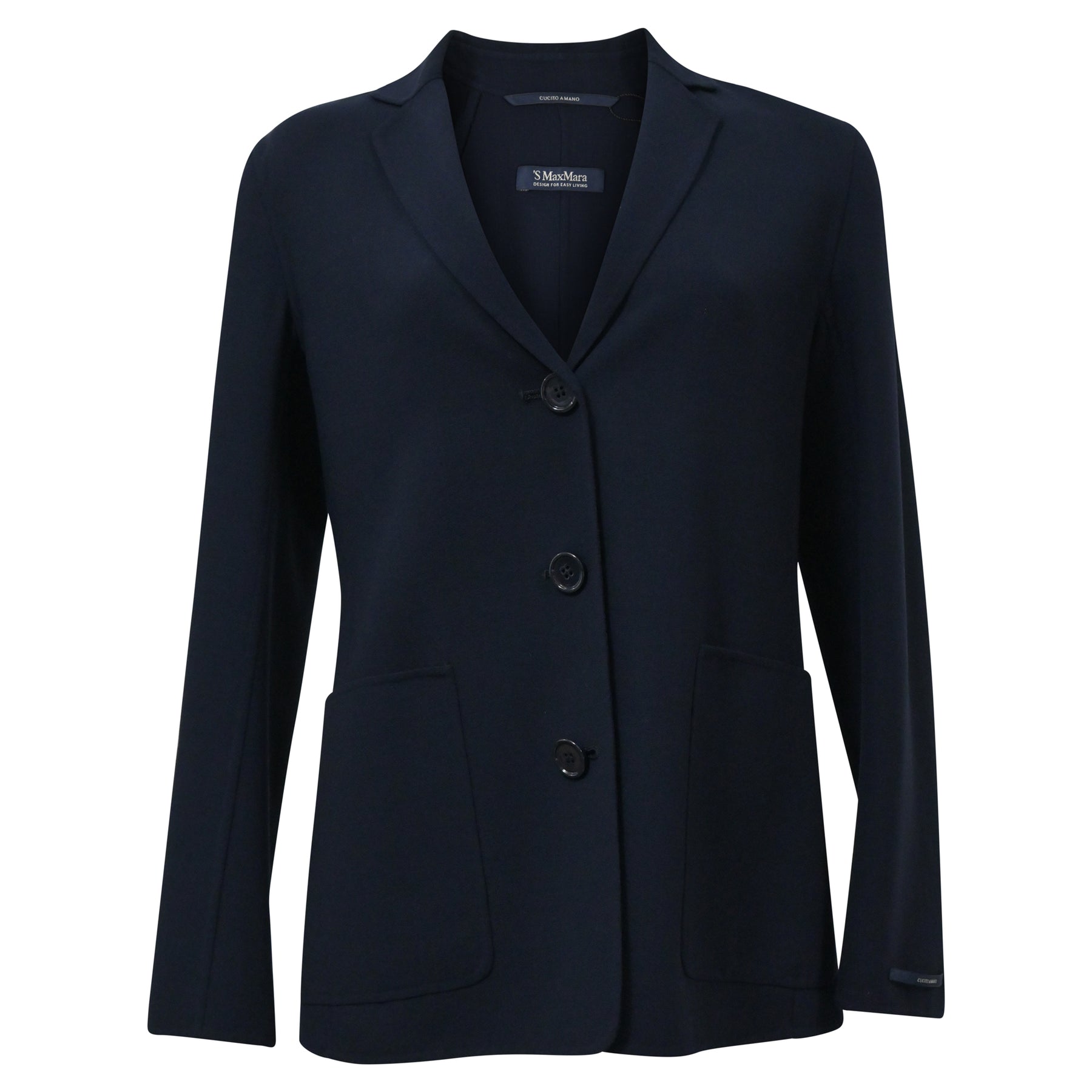 ‘S Max Mara Einreiste cucito amano Jacke aus marine blau Wolle 7748638244924
