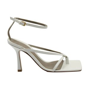 Bottega Veneta Stretch Knöchelriemen Sandalen in weißem Leder