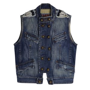 Dsquared2 Double Breasted Denim Weste aus blauer Baumwolle