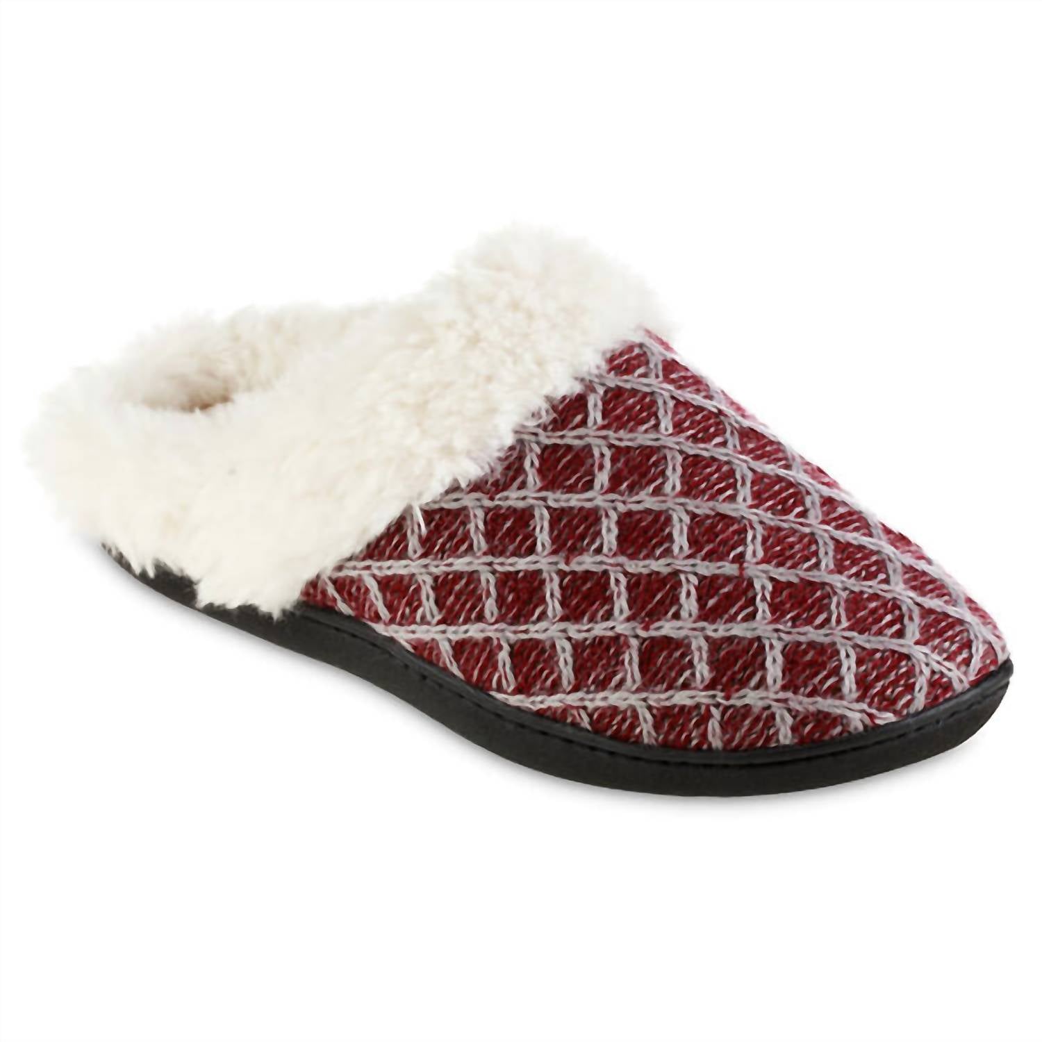 Damen Diamant Pullover Strick Kapuzen-Slipper in Granat 7733761409084