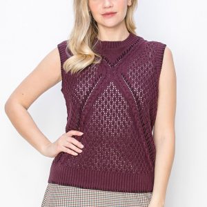 Burgundy Cable Strickweste 7832929009724