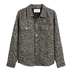 Herren Tweed Struktur Overshirt Jacke in grau