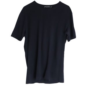 Dolce & Gabbana T-Shirt mit Rundhalsausschnitt aus marineblauer Baumwolle